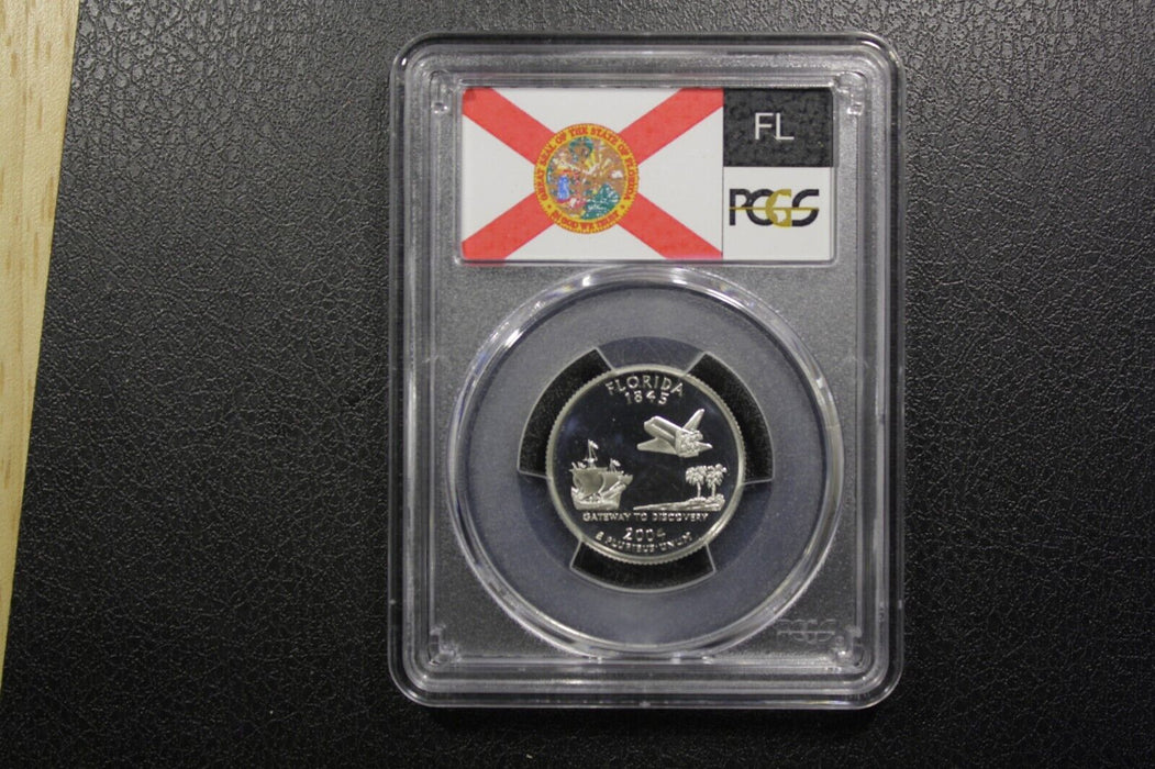 Deep Cameo 🇺🇸 2004-S State FL Label - Silver Quarter Florida PCGS PR69DCAM 90%