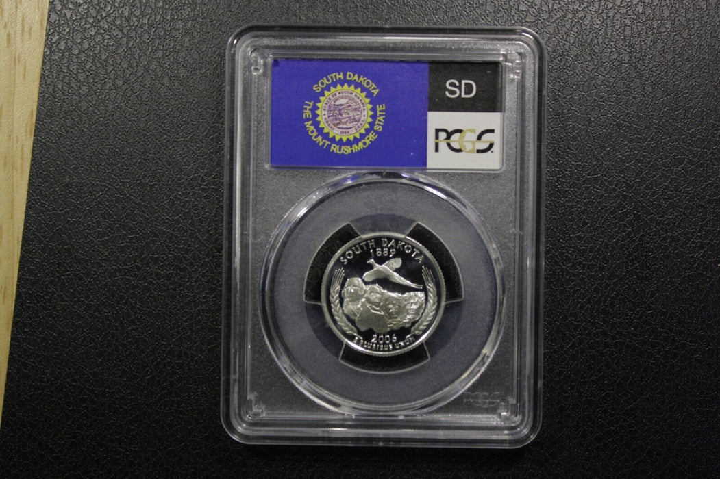 2006-S 25C State Quarter South Dakota PCGS PR69 DCAM 90% Silver State Flag Label