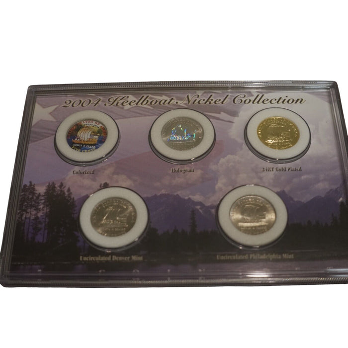 2004 Keelboat Nickel Collection Colorized Hologram Gold Plated  Lewis & Clark