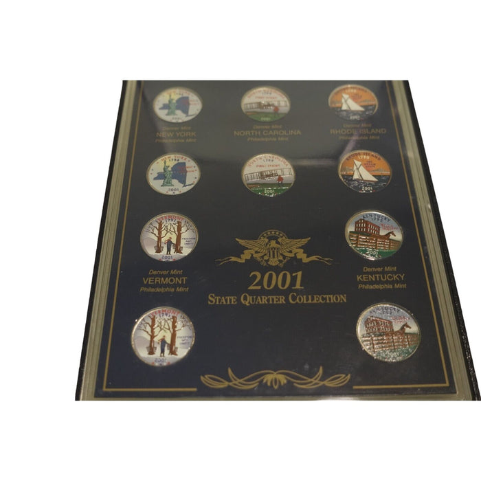 Colorized State Quarters 2001 Year Set of 10 with Case