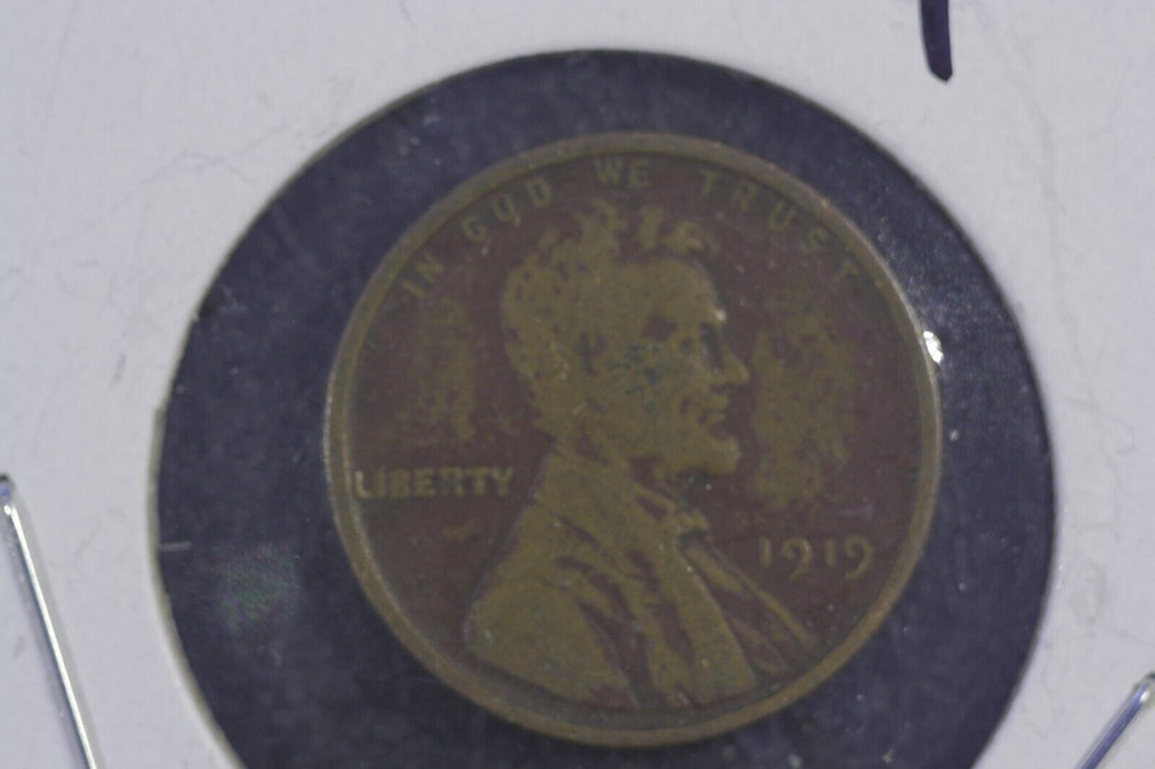 1919 lincoln wheat penny with no mint mark