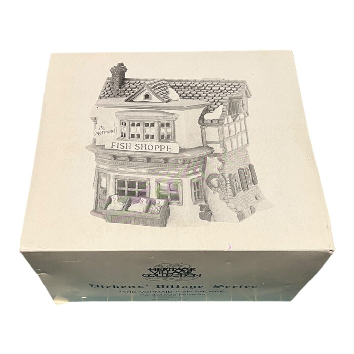 Dept 56 Ceramic Christmas Village House The Mermaid Fish Shoppe Box And Foam