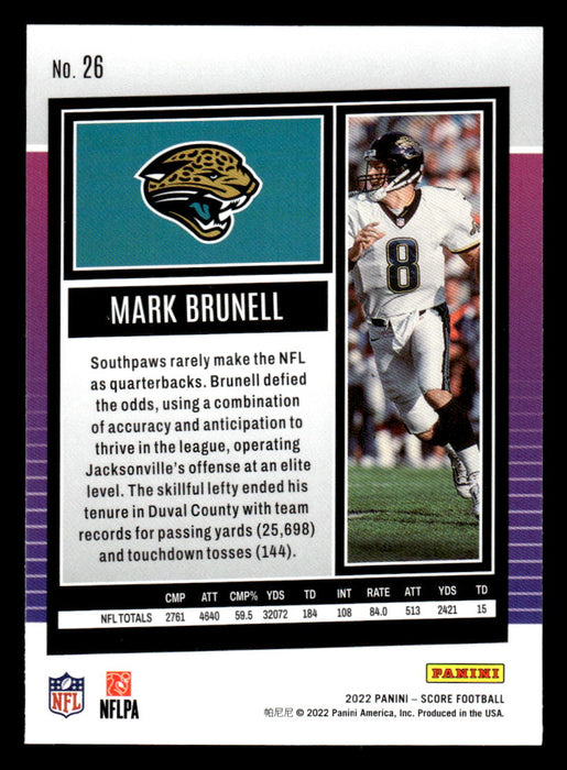 2022 Panini Score Football Mark Brunell # 26 Base Jacksonville Jaguars