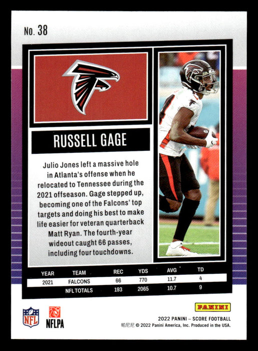 2022 Panini Score Football Russell Gage # 38 Base Atlanta Falcons