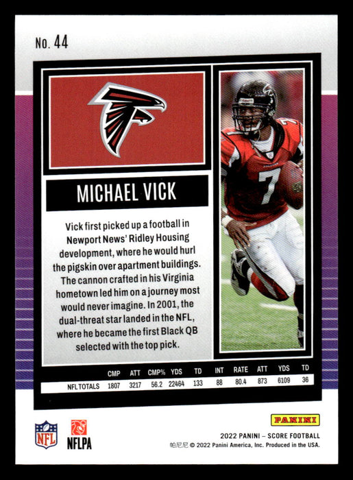 2022 Panini Score Football Michael Vick # 44 Base Atlanta Falcons