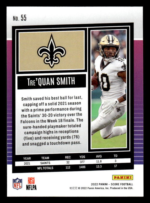 2022 Panini Score Football Tre'Quan Smith # 55 Base New Orleans Saints