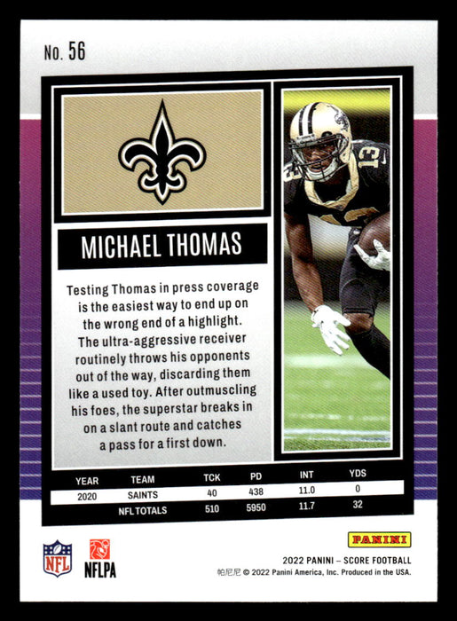 2022 Panini Score Football Michael Thomas # 56 Base New Orleans Saints