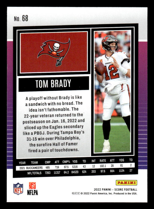 2022 Panini Score Football Tom Brady # 68 Base Tampa Bay Buccaneers