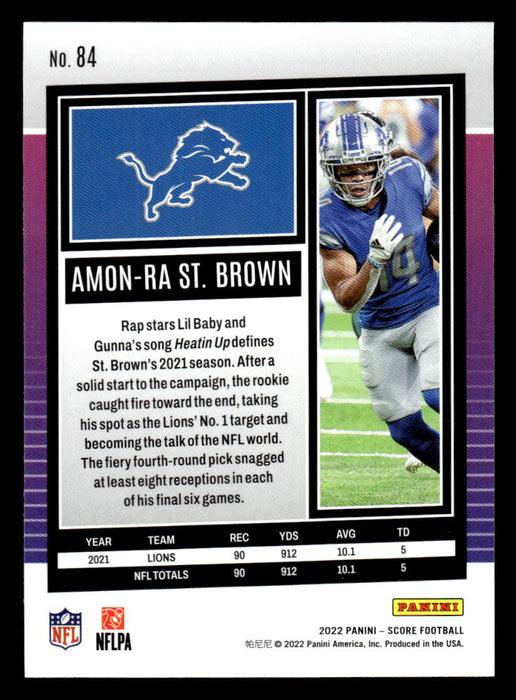 2022 Panini Score Football Amon-Ra St. Brown # 84 Base Detroit Lions