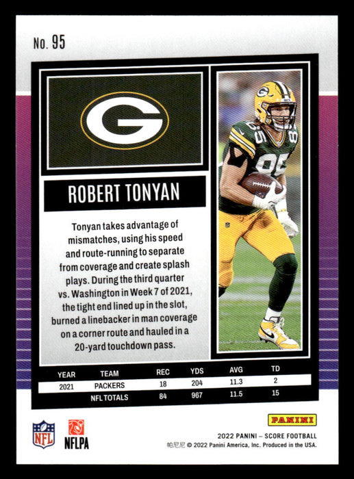 2022 Panini Score Football Robert Tonyan # 95 Base Green Bay Packers