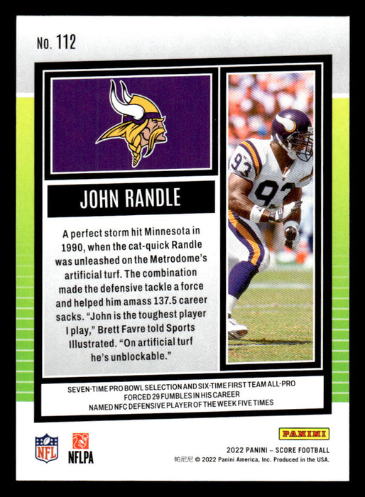 2022 Panini Score Football John Randle # 112 Base Minnesota Vikings