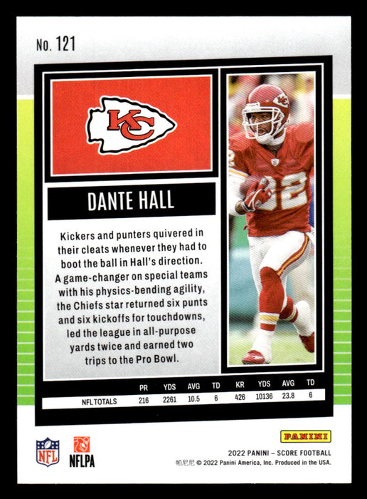 2022 Panini Score Football Dante Hall # 121 Base Kansas City Chiefs