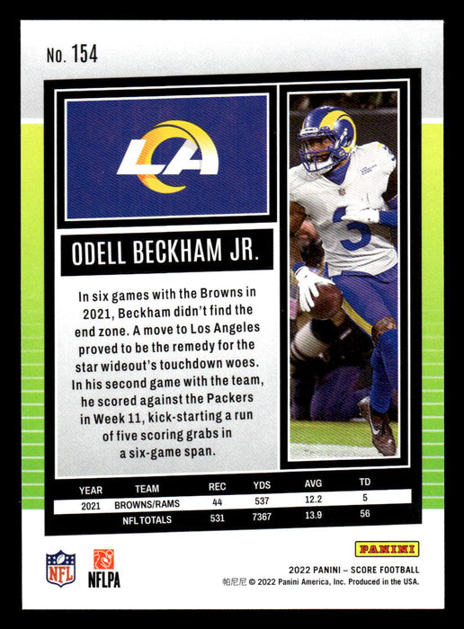 2022 Panini Score Football Odell Beckham Jr. # 154 Base Los Angeles Rams