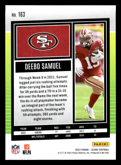 2022 Panini Score Football Deebo Samuel # 163 Base San Francisco 49ers