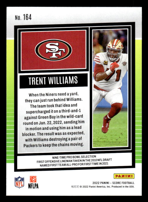 2022 Panini Score Football Trent Williams # 164 Base San Francisco 49ers