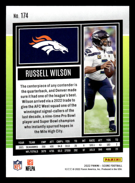 2022 Panini Score Football Russell Wilson # 174 Base Denver Broncos