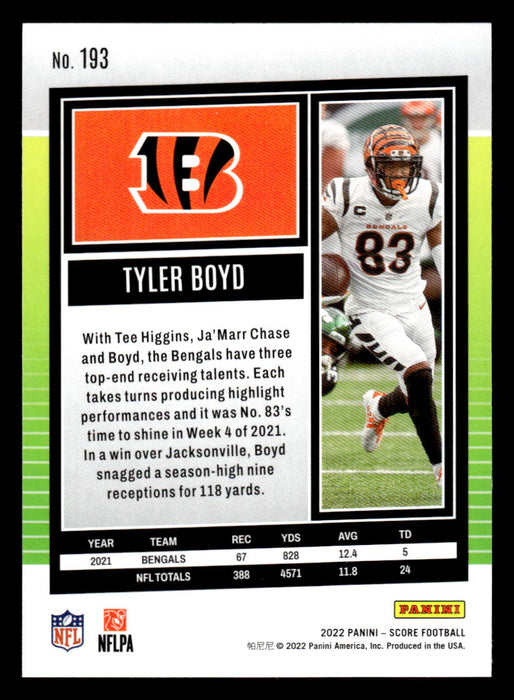 2022 Panini Score Football Tyler Boyd # 193 Base Cincinnati Bengals