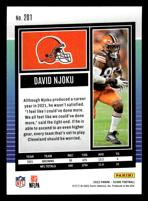 2022 Panini Score Football David Njoku # 201 Base Cleveland Browns