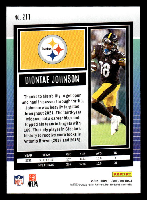 2022 Panini Score Football Diontae Johnson # 211 Base Pittsburgh Steelers