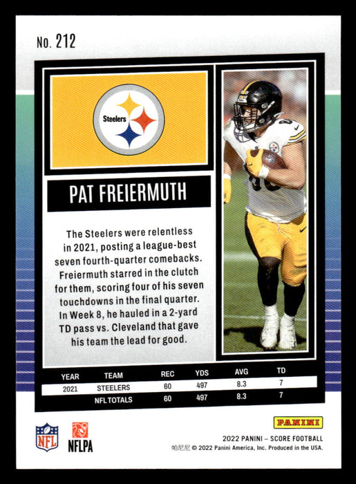 2022 Panini Score Football Pat Freiermuth # 212 Base Pittsburgh Steelers