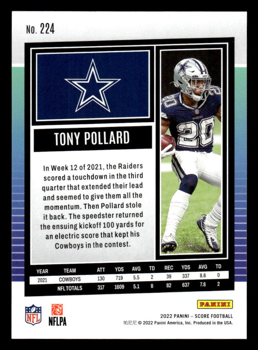 2022 Panini Score Football Tony Pollard # 224 Base Dallas Cowboys