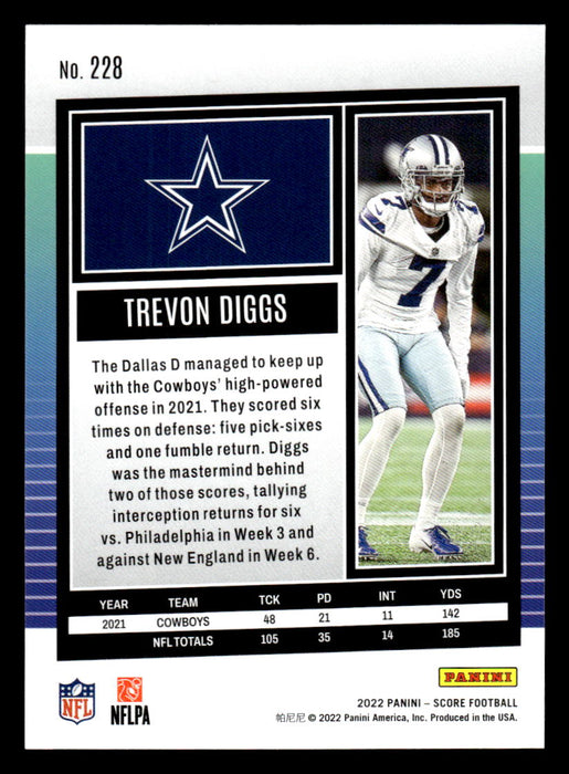 2022 Panini Score Football Trevon Diggs # 228 Base Dallas Cowboys