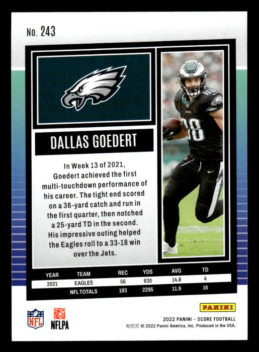 2022 Panini Score Football Dallas Goedert # 243 Base Philadelphia Eagles