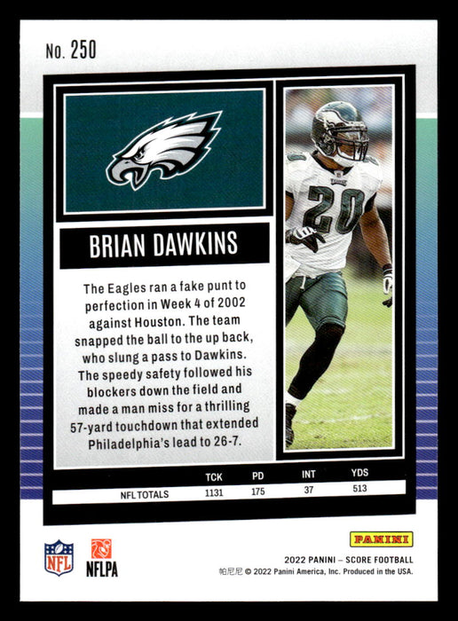 2022 Panini Score Football Brian Dawkins # 250 Base Philadelphia Eagles