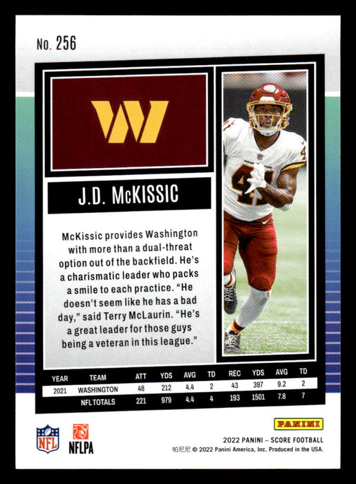 2022 Panini Score Football J.D. McKissic # 256 Base Washington Commanders