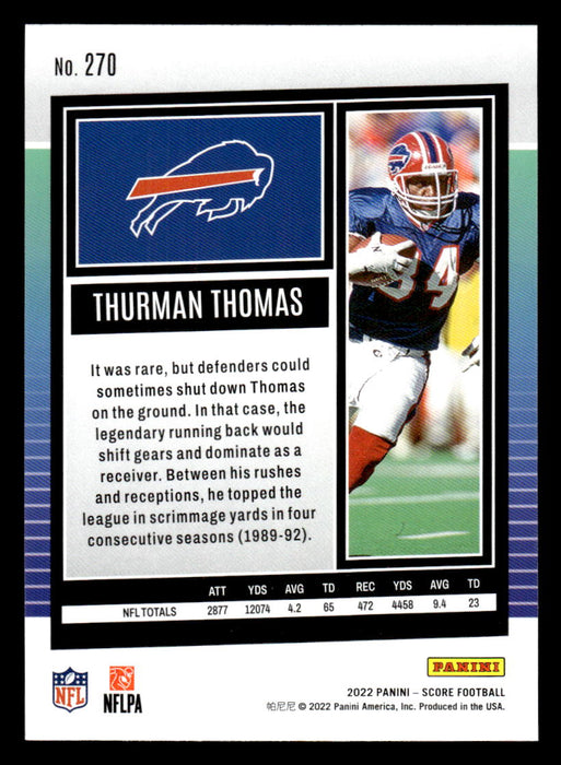 2022 Panini Score Football Thurman Thomas # 270 Base Buffalo Bills