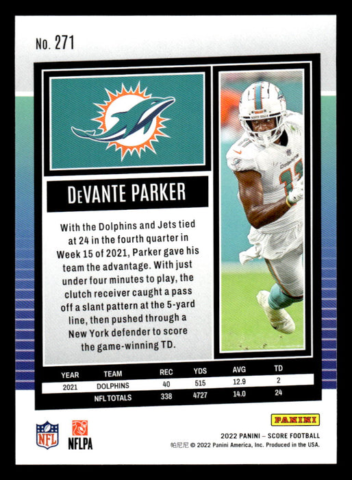 2022 Panini Score Football DeVante Parker # 271 Base Miami Dolphins