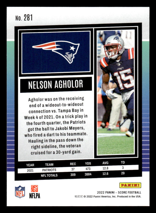 2022 Panini Score Football Nelson Agholor # 281 Base New England Patriots