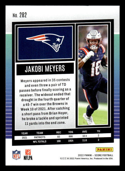 2022 Panini Score Football Jakobi Meyers # 282 Base New England Patriots