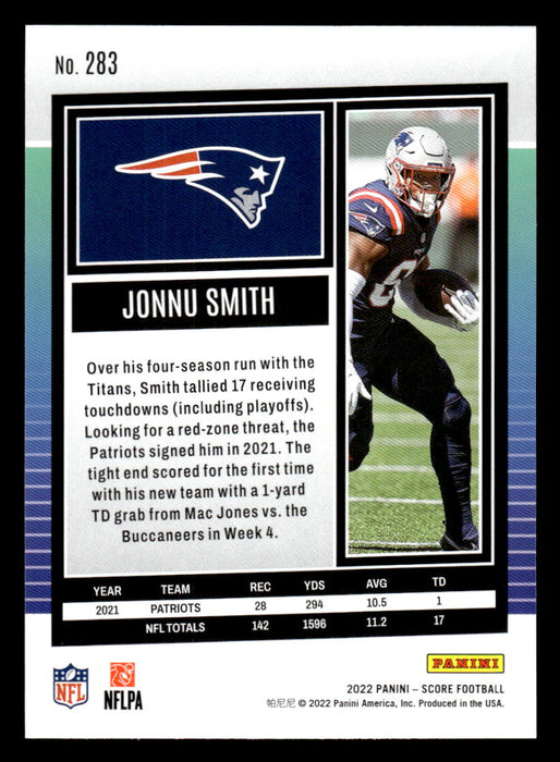 2022 Panini Score Football Jonnu Smith # 283 Base New England Patriots