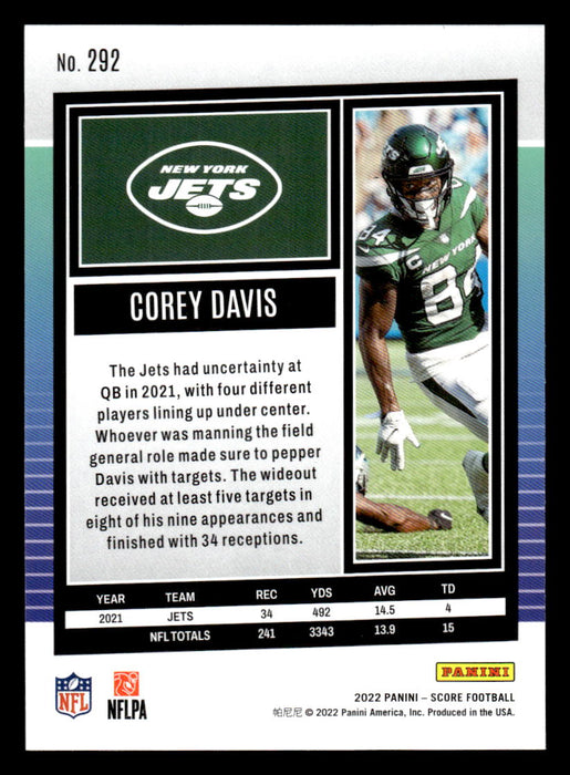 2022 Panini Score Football Corey Davis # 292 Base New York Jets