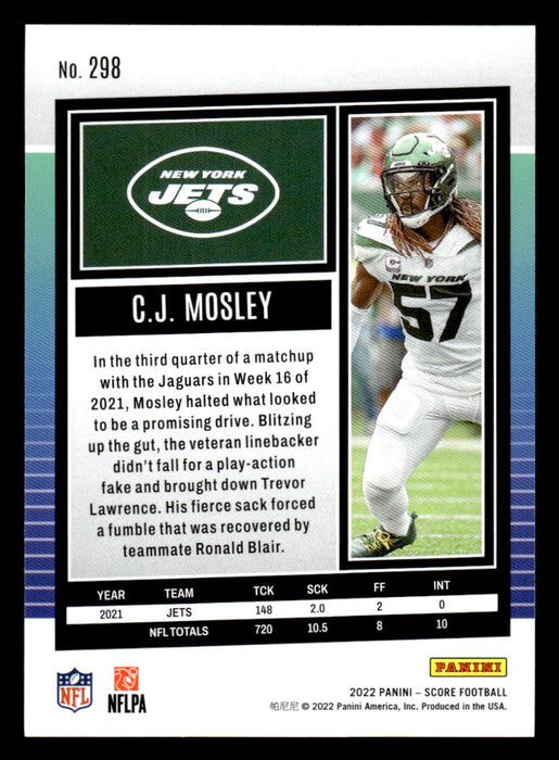 2022 Panini Score Football C.J. Mosley # 298 Base New York Jets