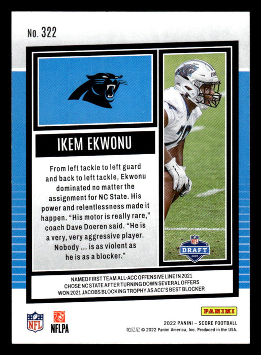 2022 Panini Score Football Ikem Ekwonu # 322 RC Base Carolina Panthers