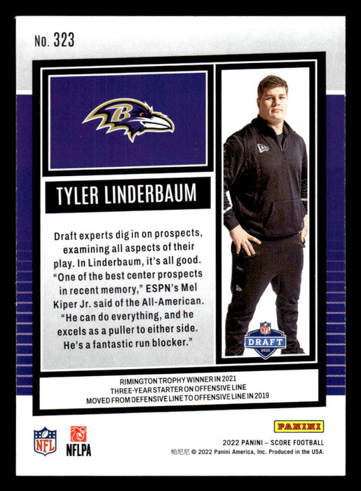 2022 Panini Score Football Tyler Linderbaum # 323 RC Base Baltimore Ravens