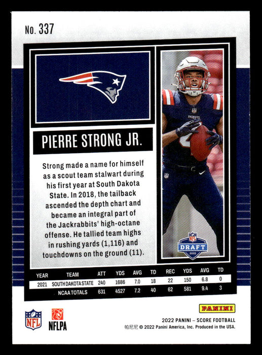 2022 Panini Score Football Pierre Strong Jr. # 337 RC Base New England Patriots