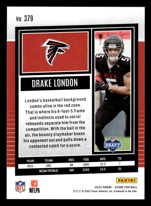 2022 Panini Score Football Drake London # 379 RC Base Atlanta Falcons