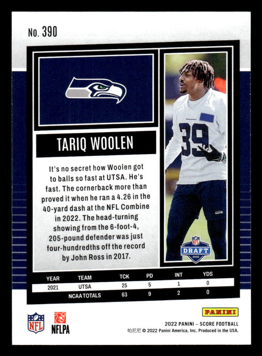 2022 Panini Score Football Tariq Woolen # 390 RC Base Seattle Seahawks