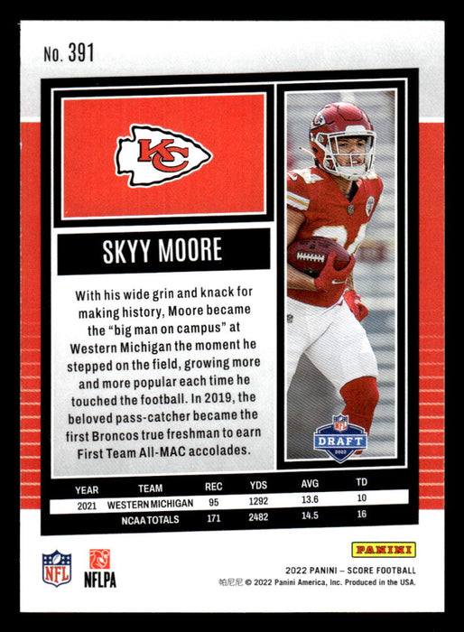 2022 Panini Score Football Skyy Moore # 391 RC Base Kansas City Chiefs