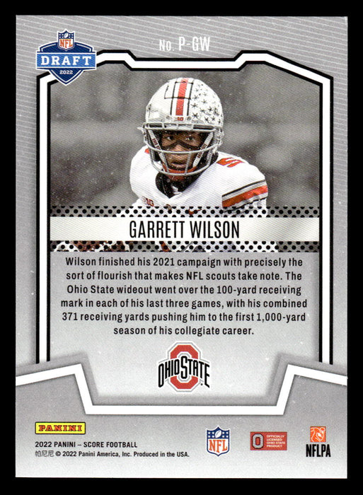 2022 Panini Score Football Garrett Wilson # P-GW RC Protential Ohio State Buckey