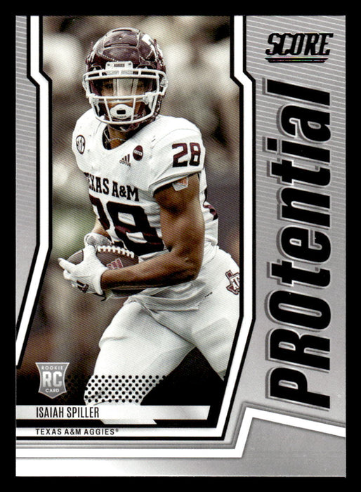 2022 Panini Score Football Isaiah Spiller # P-IS RC Protential Texas A&M Aggies