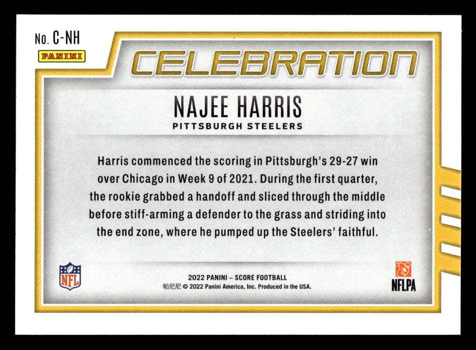 2022 Panini Score Football Najee Harris # C-NH Celebration Pittsburgh Steelers