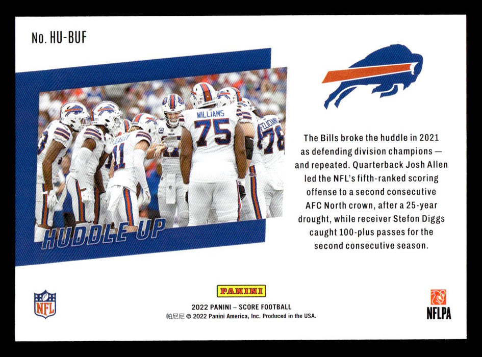 2022 Panini Score Football Buffalo Bills # HU-BUF Huddle Up Buffalo Bills