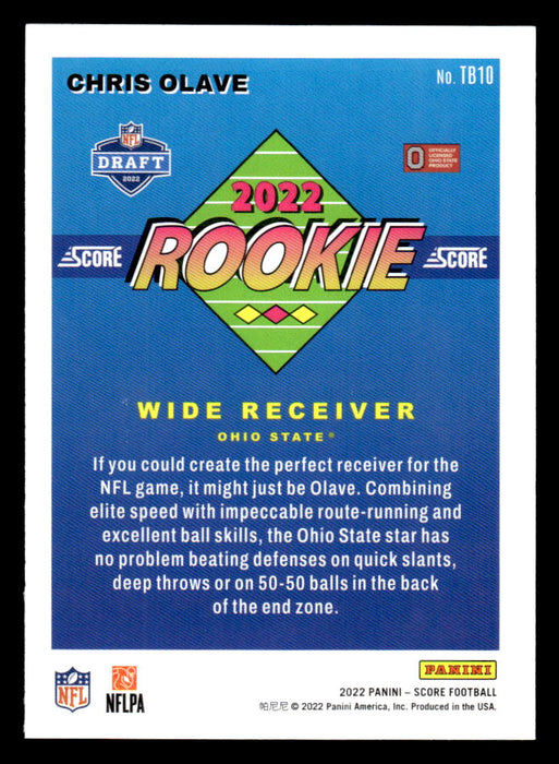 2022 Panini Score Football Chris Olave # TB10 RC 1992 Throwback Ohio State Bucke