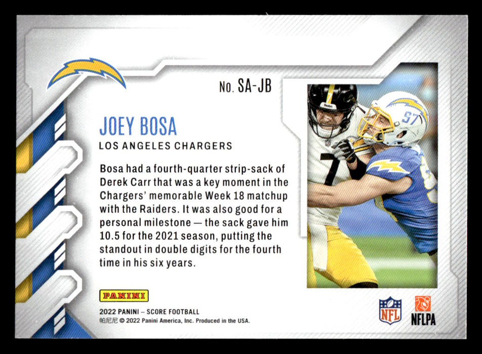 2022 Panini Score Football Joey Bosa # SA-JB Sack Attack Los Angeles Chargers