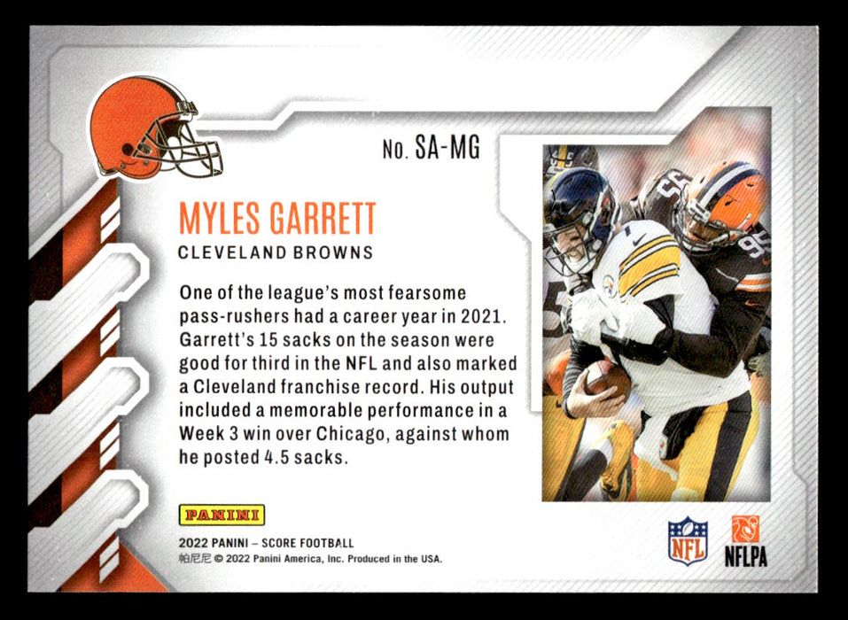 2022 Panini Score Football Myles Garrett # SA-MG Sack Attack Cleveland Browns