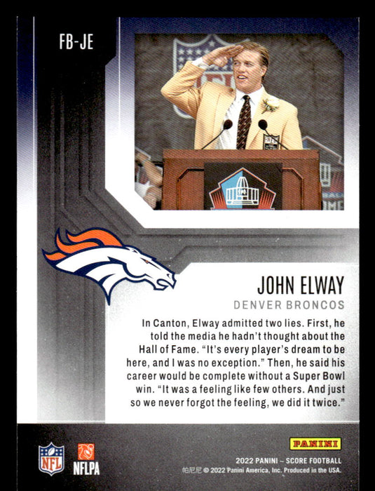 2022 Panini Score Football John Elway # FB-JE First Ballot Denver Broncos